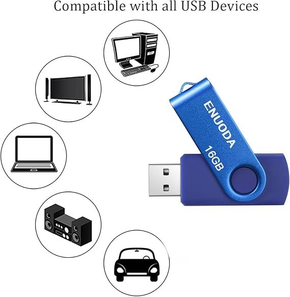 61YoKo+l9vL._AC_SX569_ ENUODA 16GB USB Stick 2 Pack USB 2.0 Flash Drive Swivel Design - Gambar 4